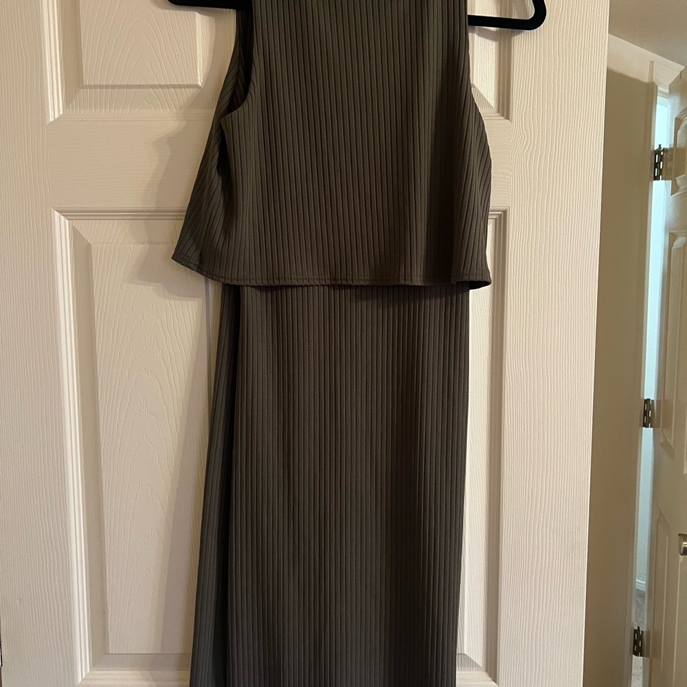 Boohoo Olive Ribbed Dress